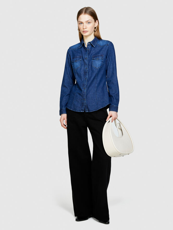 Camicia di jeans slim fit - camicie da donna - Blu Scuro | Sisley image number 1
